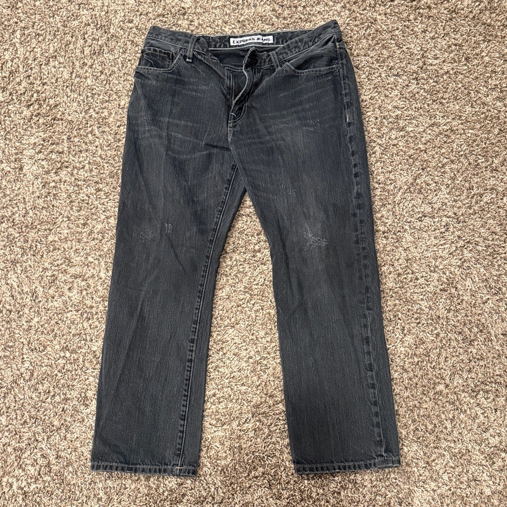 Express Men's Charcoal Straight Jeans